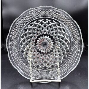 Wexford Diamond Pattern Clear Glass Anchor Hocking Dinner Plate Scalloped Edge